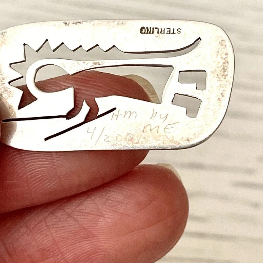 Zuni Kokopelli Pendant Cut Out Silhouette Signed ME Dancer‎ Sterling Native Amer